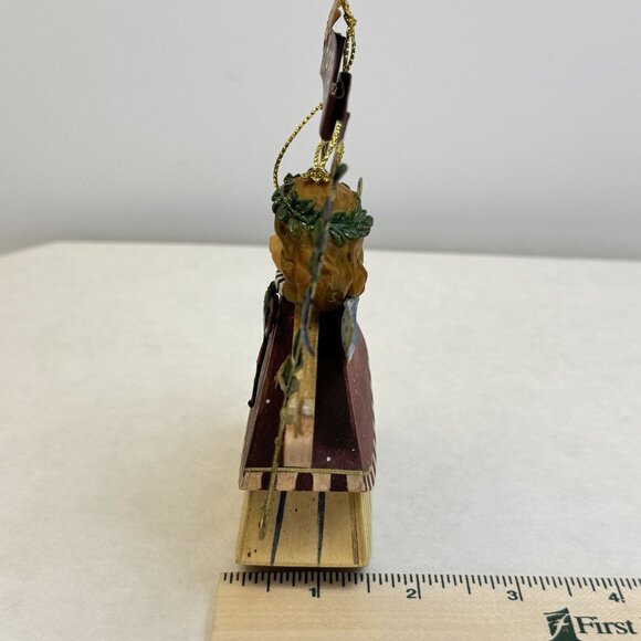 Hand-Painted Wooden Angel Ornament With "Hope" Banner Metal Wings Leaf Accents - Picture 10 of 10